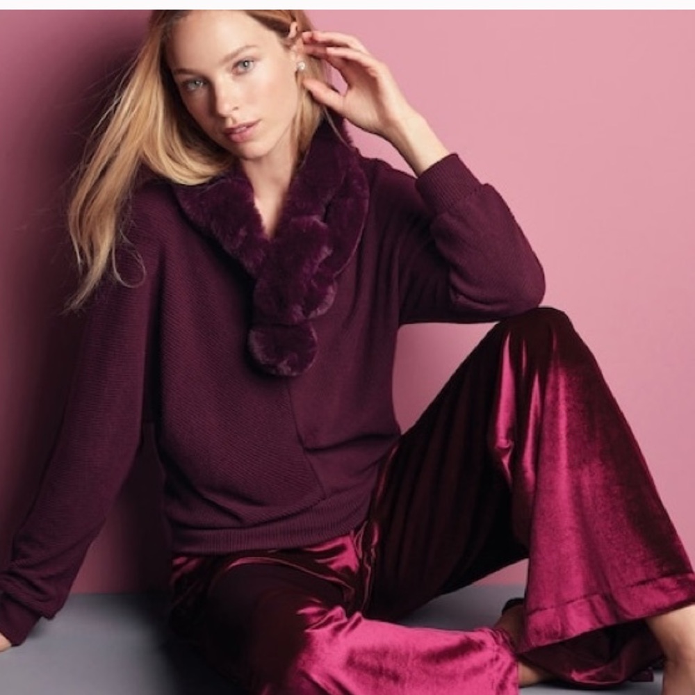 White House Black Market Cabernet color, wide leg soft liquid velvet size M